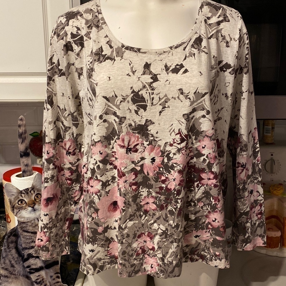 C womens Pure Jill casual long sleeve floral stretch top size XLP